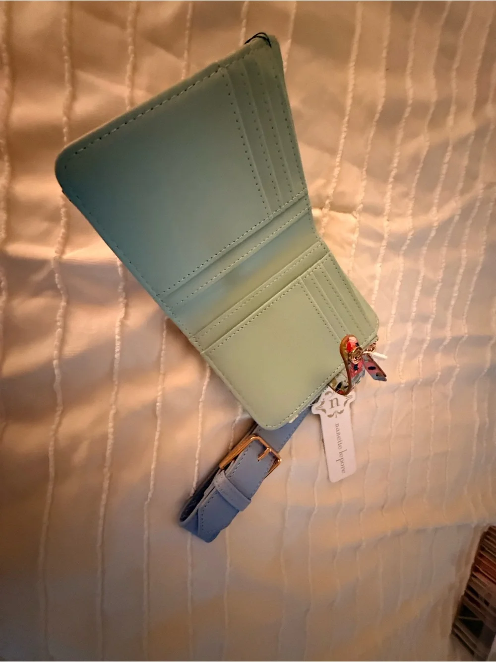 Nanette Lepore Mint & Blue Floral Cardholder Keyholder with Floral Pouch